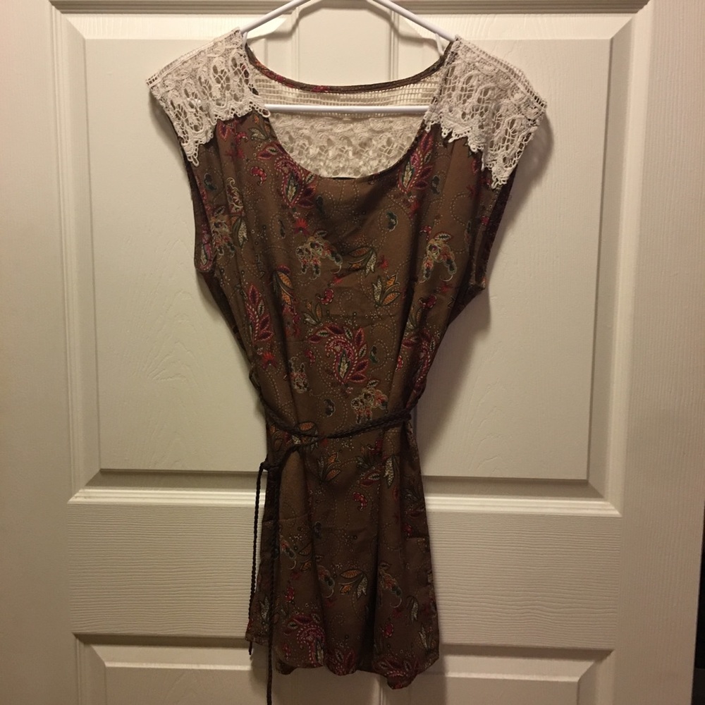 Boho Brown Lace Top